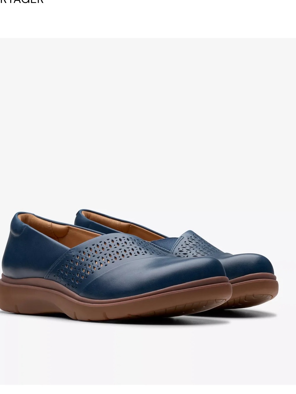 Clarks Certina Edge Leather Women's Navy Slip-On Loafers - Picture 3 of 14